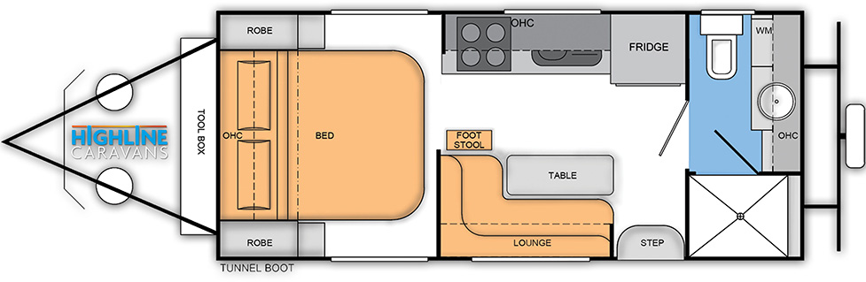 Enforcer Rear Facing Lounge Caravan Plan / Layout